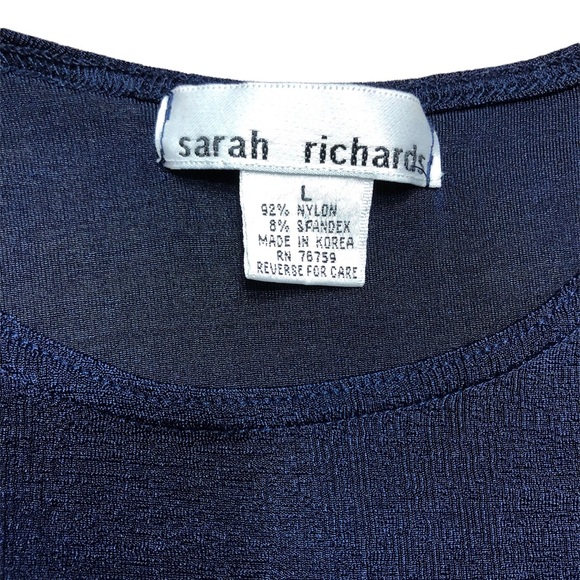 SARAH RICHARDS Navy Sheer Knit Bodysuit Size Large - Picture 6 of 6